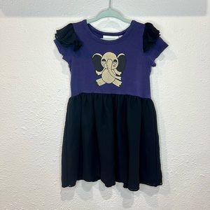 Mini Rodini Black Purple Elephant Dress Girls 1.5-3 years